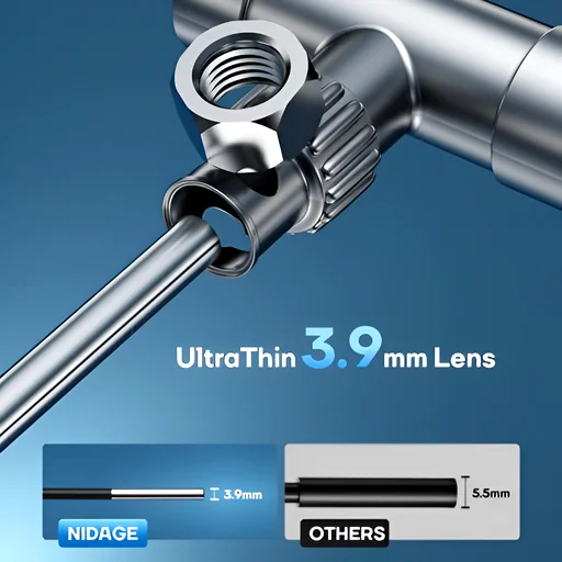 Ultra-thin 3.9mm borescope lens contrasted with larger 5.5mm options, ideal for tight spaces