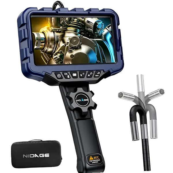 7" articulating borescope with large IPS screen and flexible articulated head