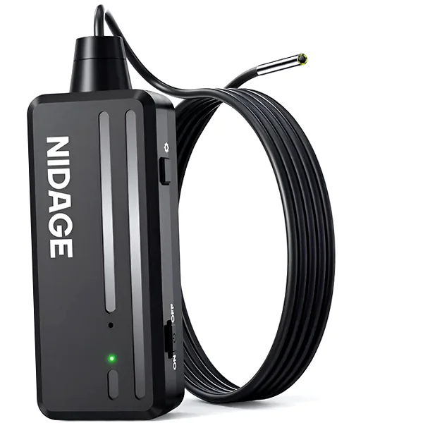 Tiny 3.9mm wireless endoscope streaming 1080P to phones with semi-rigid cable